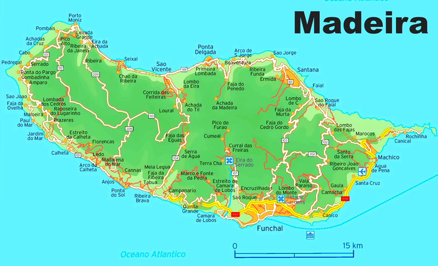 Mapa Da Ilha Da Madeira Lugares